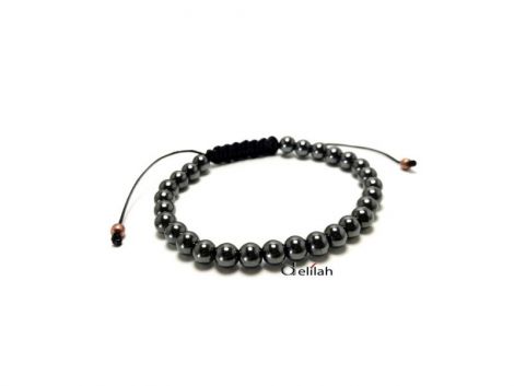 Bratara unisex reglabila cu snur si hematit 6 mm
