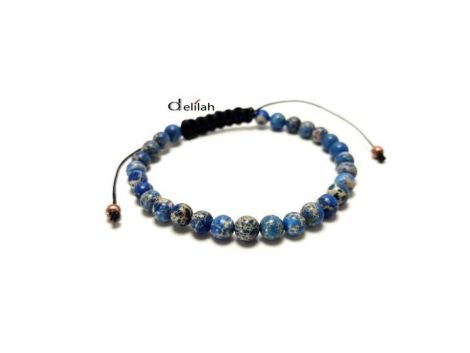 Bratara snur unisex cu sfere regalit albastru