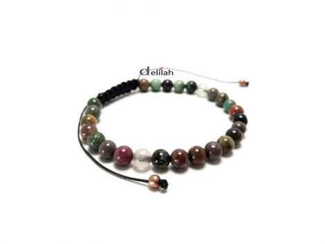 Bratara snur unisex cu sfere 6 mm agate indiene