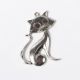 Pandantiv pisica argintiu antichizat 46x30x5mm