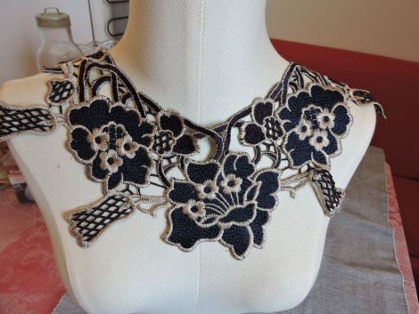 guler colier textil albastru 