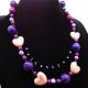 Colier handmade unicat - margele lemn inimi ceram