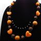 Colier handmade unicat - margele lemn inimi ceram