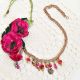colier floral magenta auriu