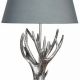 Lampa de masa argintie cu niste coarne de cerb 