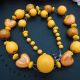Colier handmade unicat - margele lemn inimi ceram