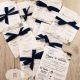 Invitatie Nunta flori si panglica navy