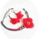 set floral rosu gri bronz