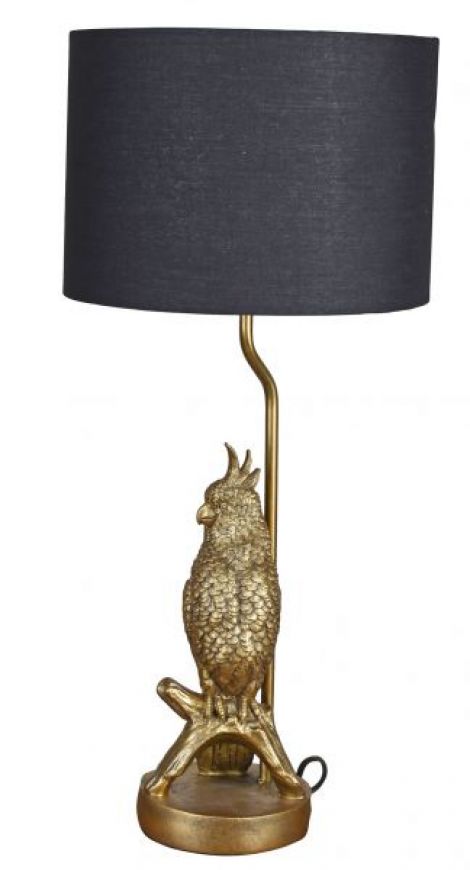 Lampa de masa cu un papagal si abajur negru