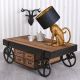 Masa de cafea industriala din lemn masiv cu metal 