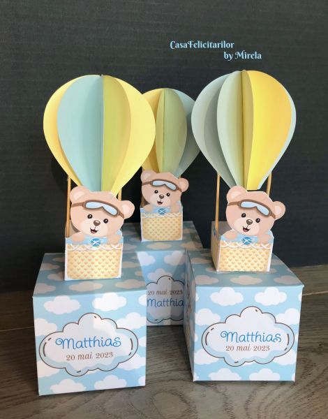 Cutii marturii botez Ursulet cu balon