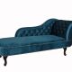 Sofa din lemn masiv negru cu tapiterie albastra 