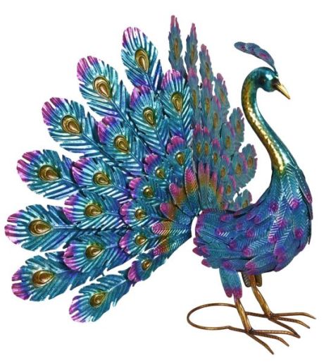 Paun colorat din metal 