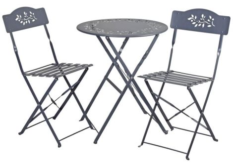 Set de gradina din fier forjat gri cu decoratiuni