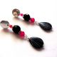 cercei sidef lacrima agate fucsia si onix 