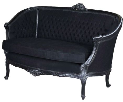 Sofa din lemn masiv negru cu tapiterie neagra
