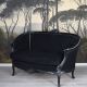 Sofa din lemn masiv negru cu tapiterie neagra