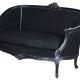Sofa din lemn masiv negru cu tapiterie neagra