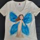 Tricou pictat manual PRINTESA FLUTURE 