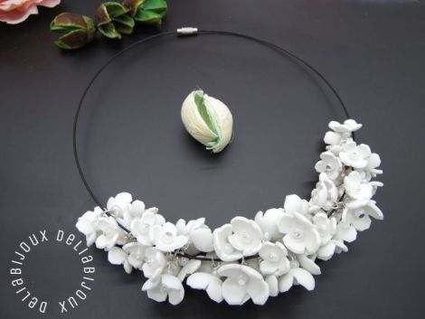 Colier handmade statement unicat -floral -foamiran