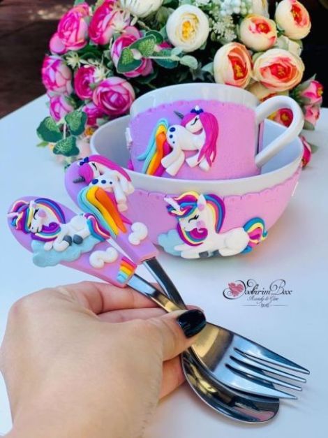 Set Bol Cana si Tacamuri Personalizat Unicorni
