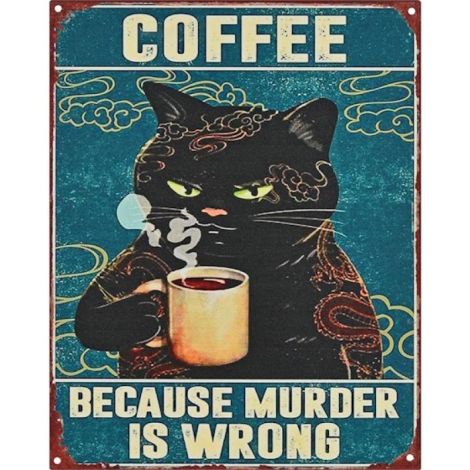 Decoratiune metalica cu o reclama la cafea 