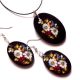 set bijuterii lemn flori