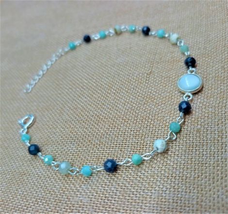 Bratara argint larimar safir amazonit Free shippin