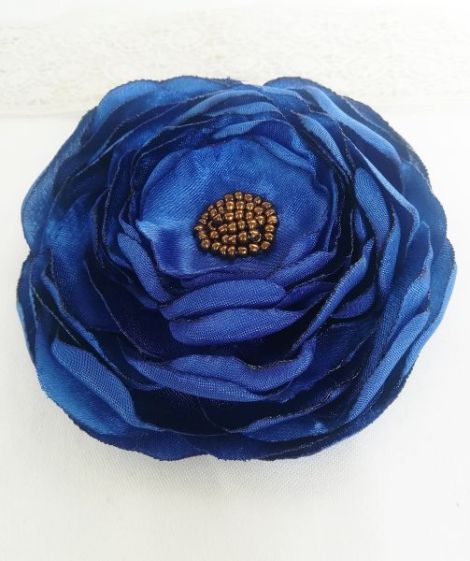brosa floare  albastru regal satinat  11 cm