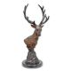 Cap de cerb-statueta din bronz pe un soclu marmura