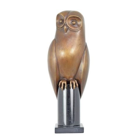 Bufnita-statueta din bronz cu un soclu din marmura