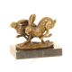 Doi iepuri alergand-statueta din bronz 