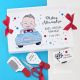 Set mot baietel masina pictat personalizat cu nume