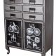 Dulap industrial din metal gri inchis cu sertare