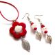 set cu howlite rosu si cristal de stanca 