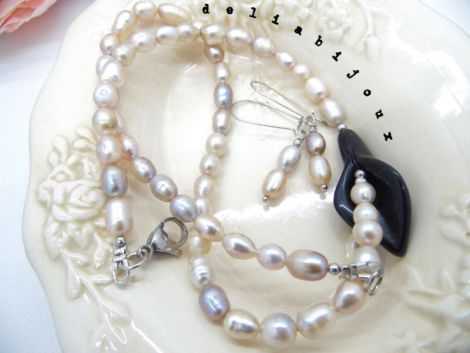 Set bijuterii handmade perle de cultura naturale