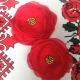set brose  flori rosii voal rosu aprins mat