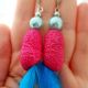 Cercei statement handmade unicat - coconi matase s