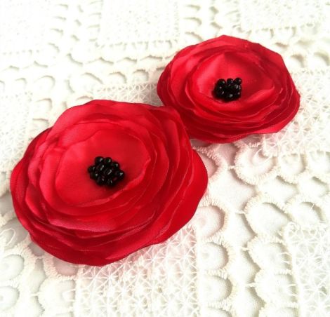 set brose flori maci rosii de matase
