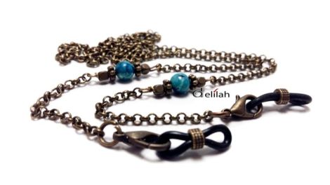 Lantisor ochelari bronz si agate crazy lace blue