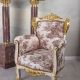 Fotoliu baroc din lemn masiv alb cu auriu pentru c