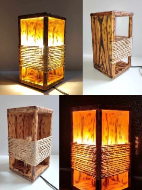 Veioza handmade din lemn