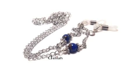 Lant ochelari compozit albastru indigo cu pietre