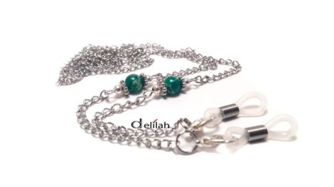 Lant argintiu ochelari cu regalit verde