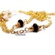 Lantisor auriu ochelari cu rondele onix negru