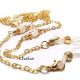 Lantisor auriu ochelari cu sfere sidef alb