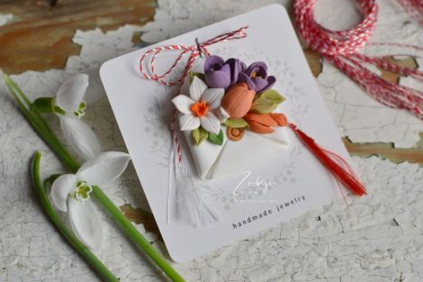 Martisor Plic cu flori colorate