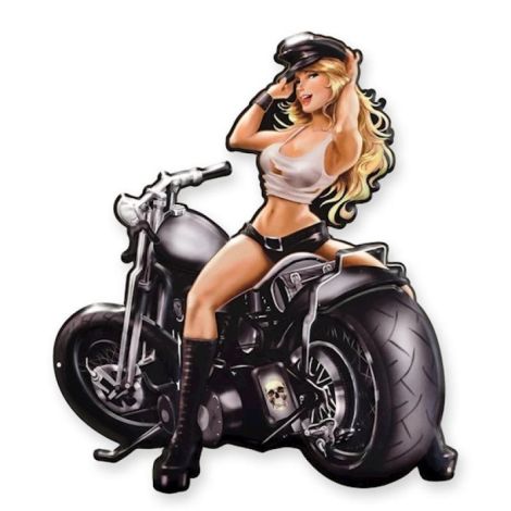 Motociclista-decoratiune metalica in relief