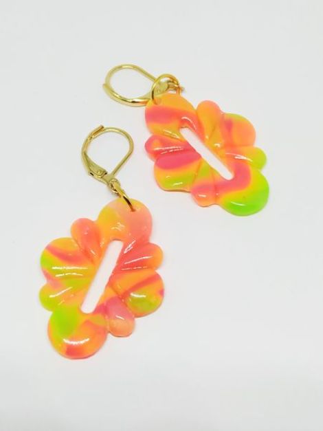 Cercei roz i verde neon