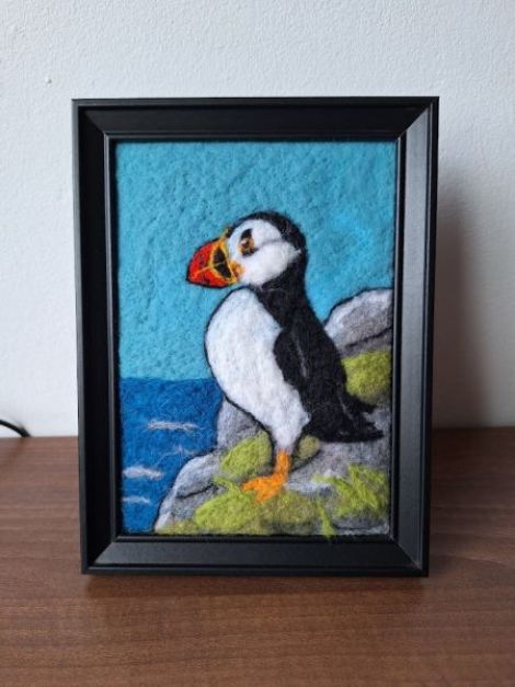 Puffin tablou din lana impaslita